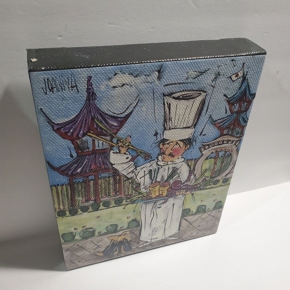 Joanna signed Chef canvas Art Japan sushi chopsticks temple 8 X 10 wall picture - Picture 5 of 8